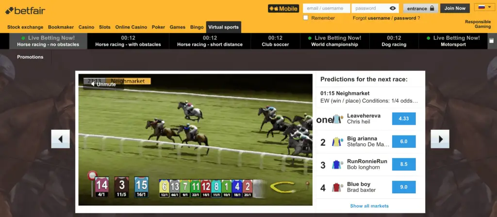 Betfair Virtual Sports