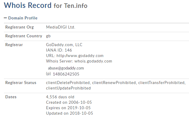 Ten.info - Aged domain names